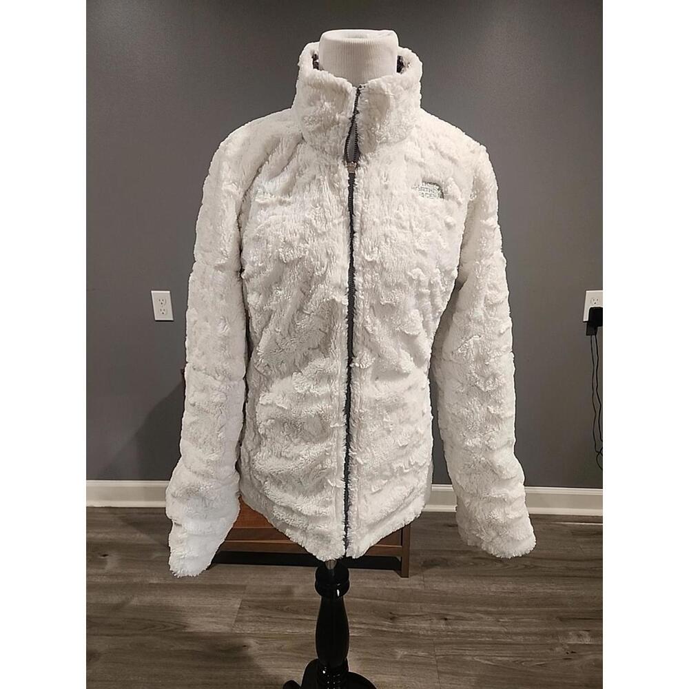 The North Face Reversible Gray White Striped Faux Fur Jacket Size Small